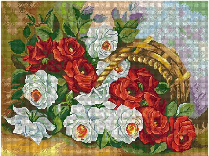 Blooming Garden Roses Cross Stitch Pattern (PDF + XSD)