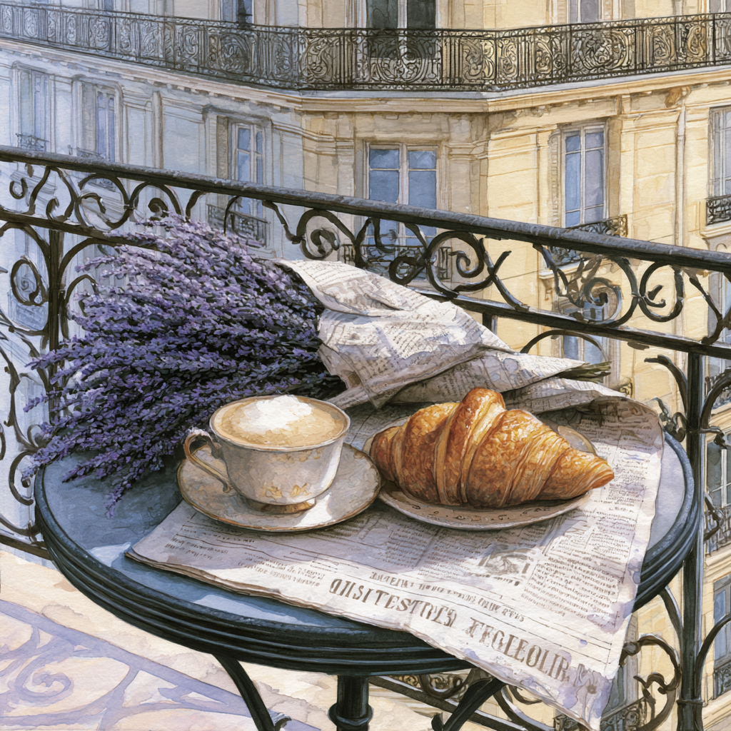 Around the world. Parisian morning Cross Stitch Pattern (PDF + XSD)