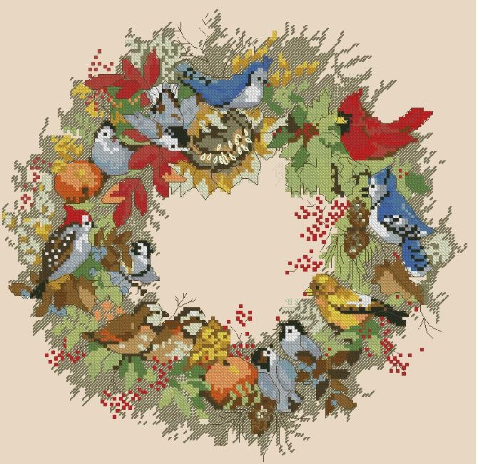 Singing wreath Cross Stitch Pattern (PDF + XSD)