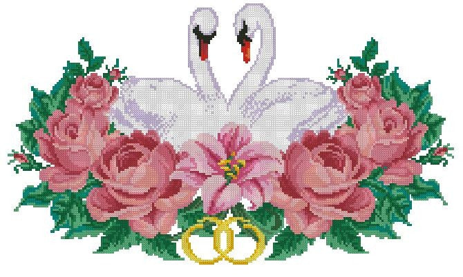 Wedding swans Cross Stitch Pattern (PDF + XSD)