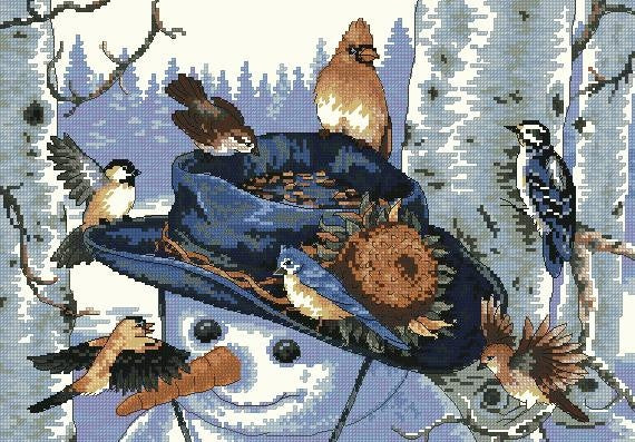 Snowman's friends Cross Stitch Pattern (PDF + XSD)