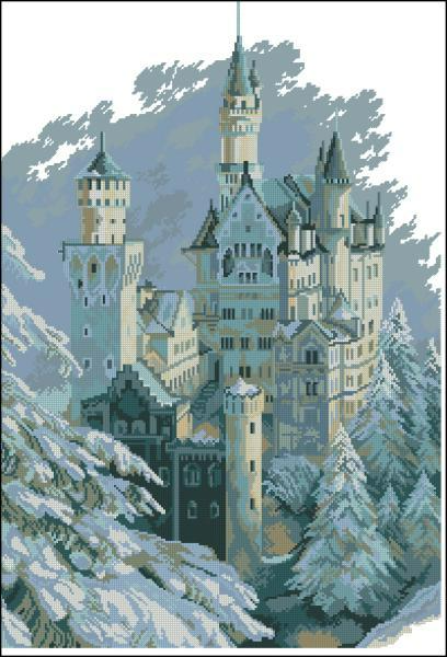 Castle in Winter Cross Stitch Pattern (PDF + XSD)