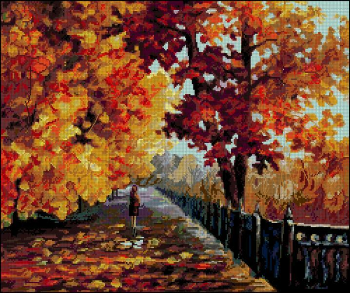 Walk in Autumn Cross Stitch Pattern (PDF + XSD)