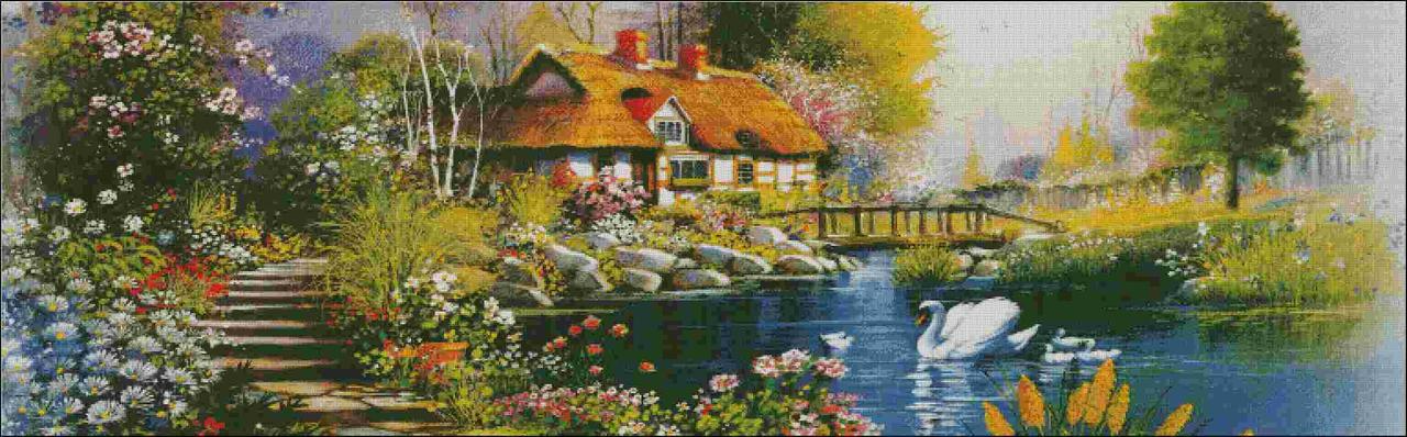 Lakeside Landscape Cross Stitch Pattern (PDF + XSD)