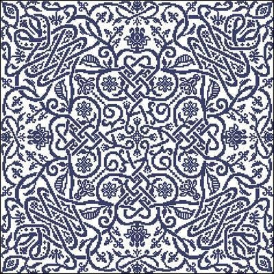 Black and white pattern with flowers Cross Stitch Pattern (PDF + XSD)