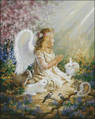 Angel with nature Cross Stitch Pattern (PDF + XSD)