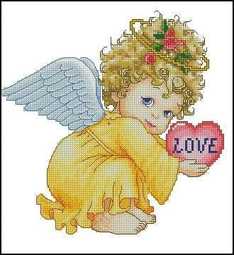 Angel with a heart, girl Cross Stitch Pattern (PDF + XSD)
