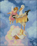 Angels with a stork Cross Stitch Pattern (PDF + XSD)