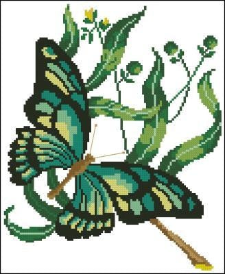 Green butterfly Cross Stitch Pattern (PDF + XSD)