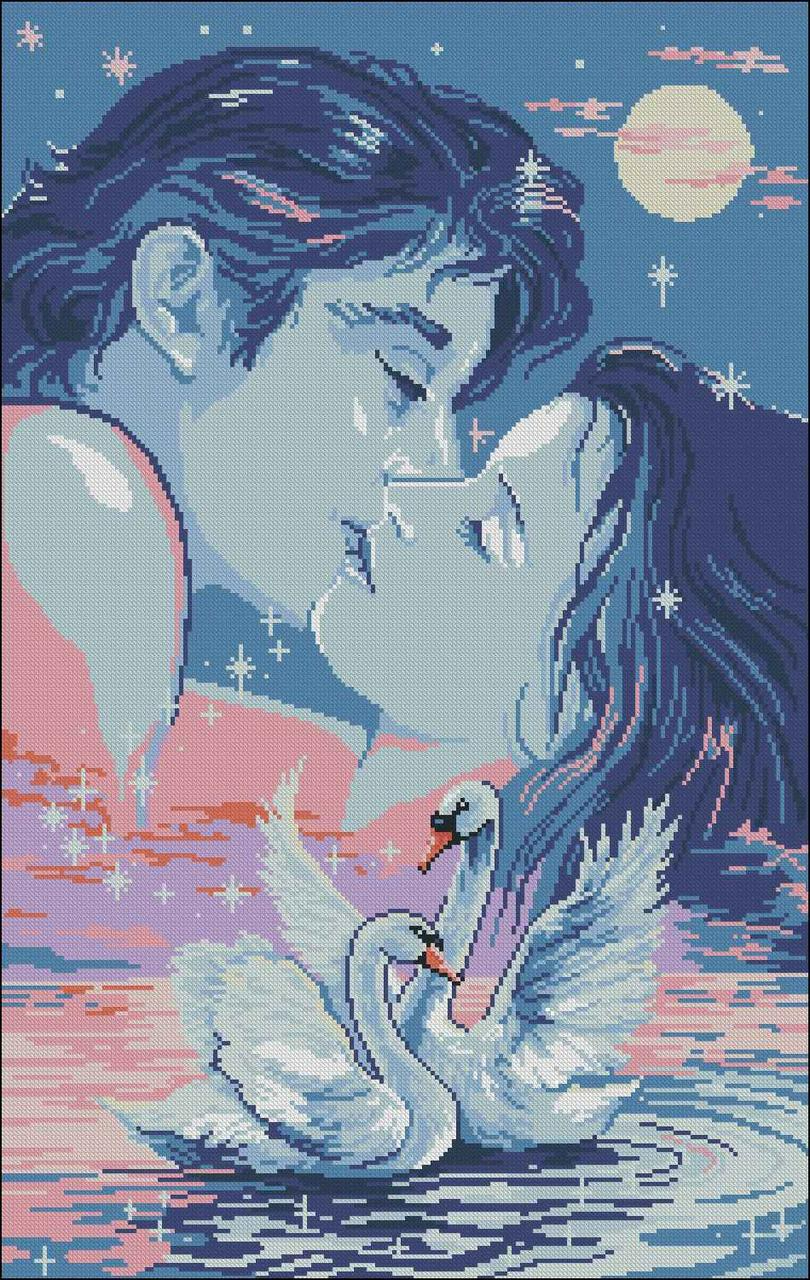 Kiss with swans — Cross Stitch Pattern (PDF + XSD)