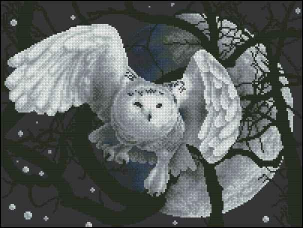 White owl — Cross Stitch Pattern (PDF + XSD)