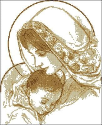 Madonna with Baby Jesus Cross Stitch Pattern (PDF + XSD)