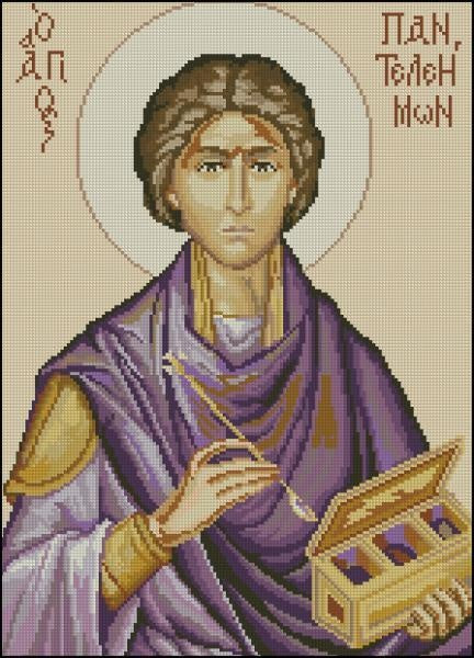 St. Panteleimon the Healer Cross Stitch Pattern (PDF + XSD)