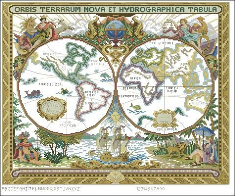 World map Cross Stitch Pattern (PDF + XSD)