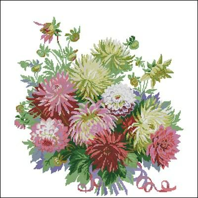 Dahlias Cross Stitch Pattern (PDF + XSD)