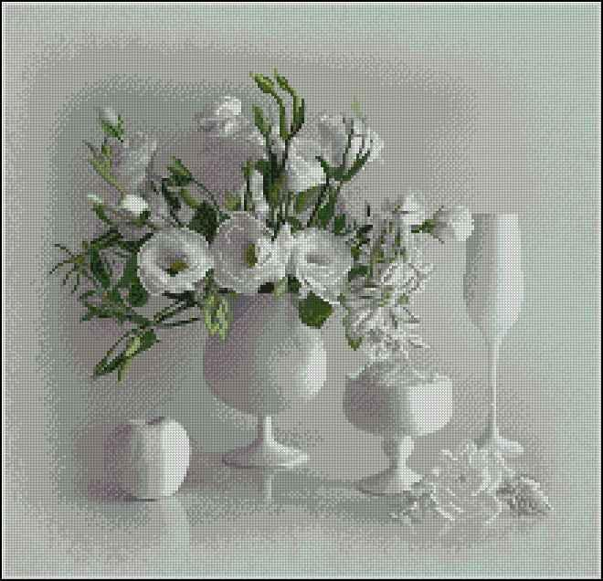 White still life Cross Stitch Pattern (PDF + XSD)