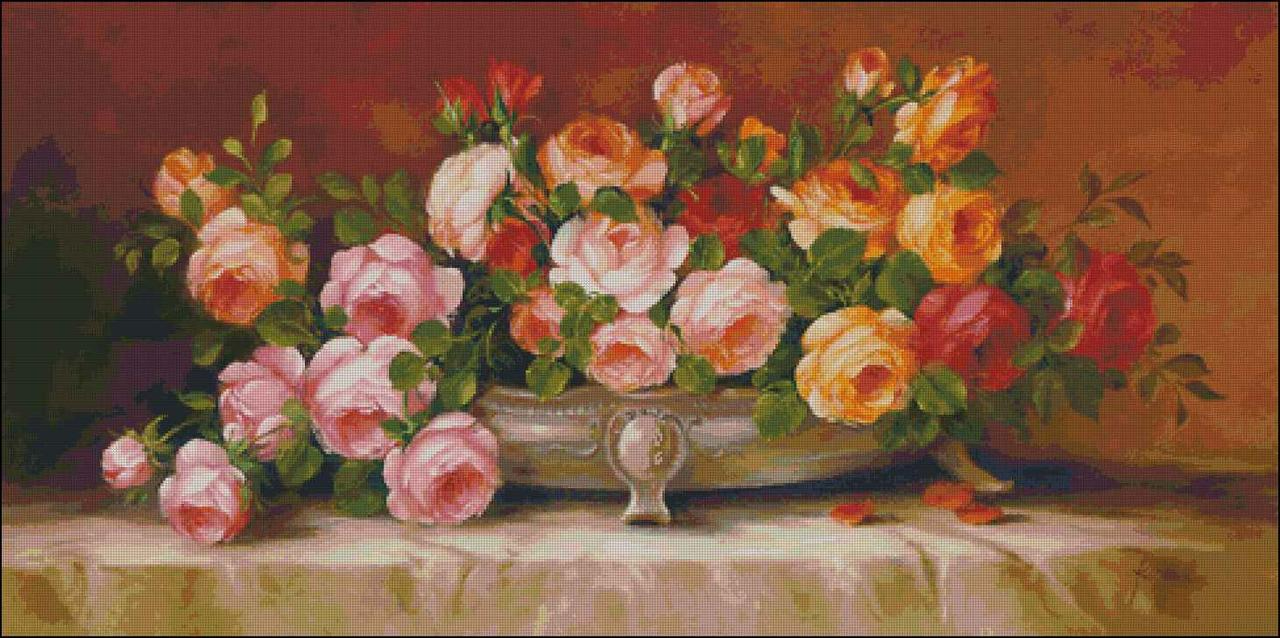 Pink flower Cross Stitch Pattern (PDF + XSD)