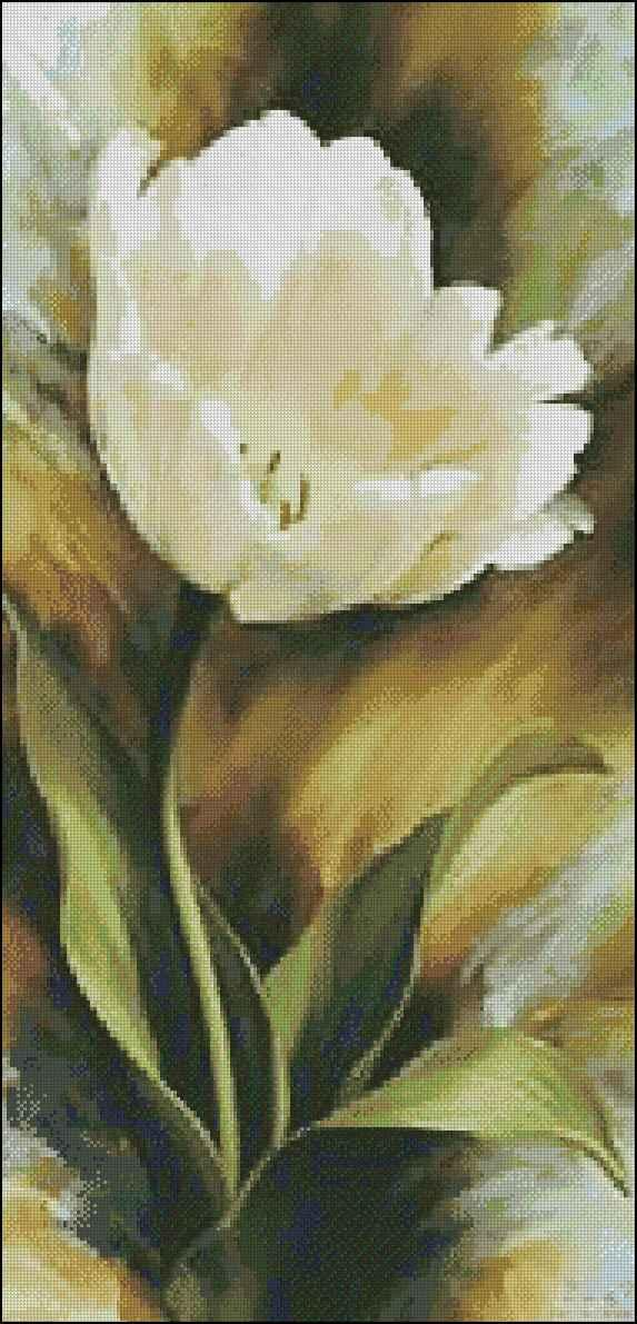 White tulip Cross Stitch Pattern (PDF + XSD)