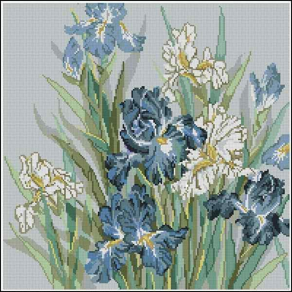 Irises Cross Stitch Pattern (PDF + XSD)
