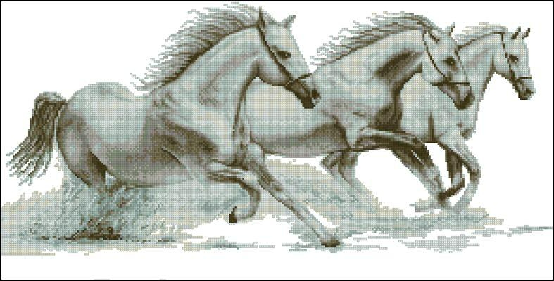 White horses— Cross Stitch Pattern (PDF + XSD)