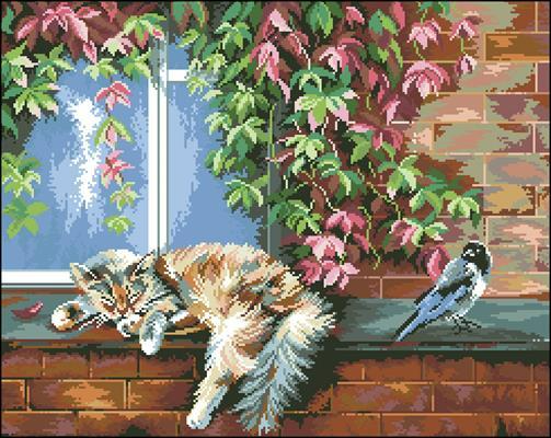 Cat and crow— Cross Stitch Pattern (PDF + XSD)