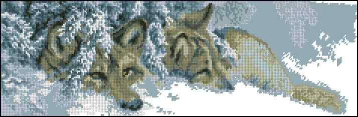Wolves in the snow— Cross Stitch Pattern (PDF + XSD)