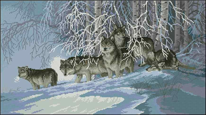 Wolves. Winter Cross Stitch Pattern (PDF + XSD)