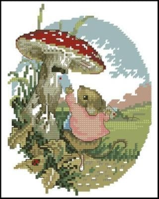 Mouse and mushroom Cross Stitch Pattern (PDF + XSD)
