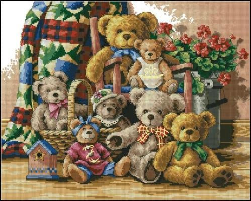 Teddy bears Cross Stitch Pattern (PDF + XSD)
