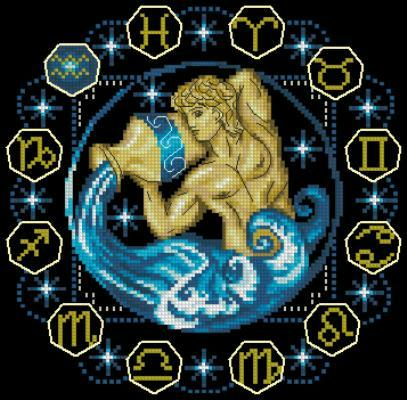 Zodiac-Aquarius Cross Stitch Pattern (PDF + XSD)