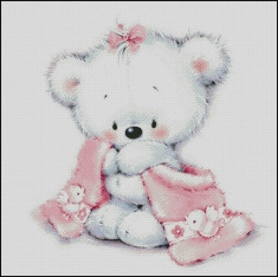 Teddy bear girl Cross Stitch Pattern (PDF + XSD)