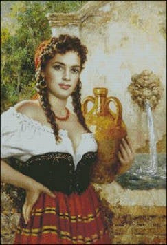 Girl with a jug Cross Stitch Pattern (PDF + XSD)