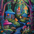 Patchwork Fairytale Mushroom Town Cross Stitch Pattern (PDF + XSD)