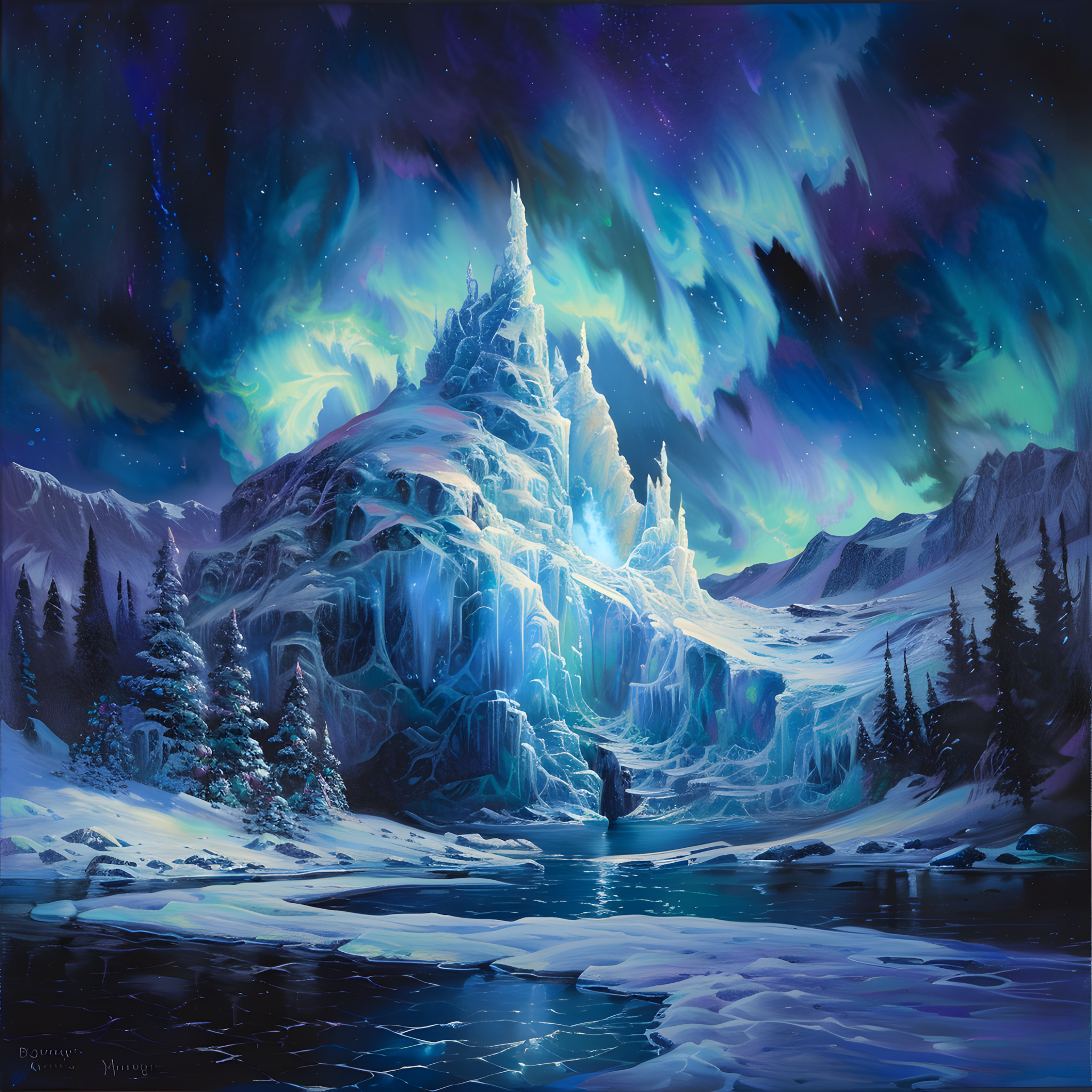 Aurora Cradle — Frozen Ice Palace Cross Stitch Pattern (PDF + XSD)