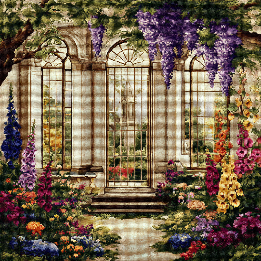 The Vintage Glasshouse Garden Cross Stitch Pattern (PDF + XSD)