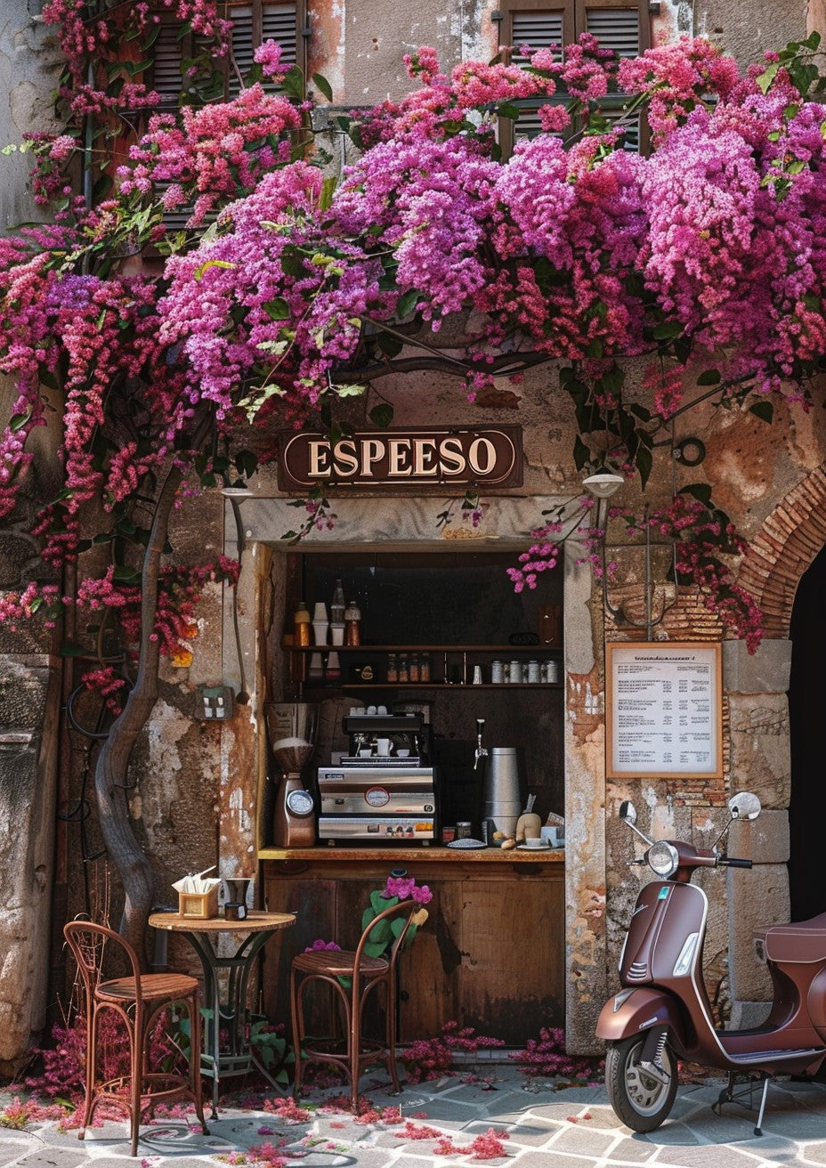 Cozy coffee shops of the world. Roman Espresso Bar Cross Stitch Pattern (PDF + XSD)