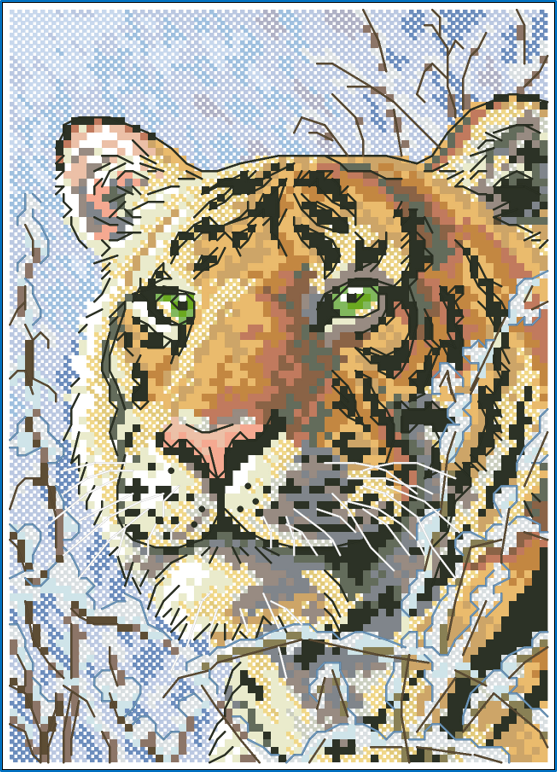 Tiger Cross Stitch Pattern (PDF + XSD)