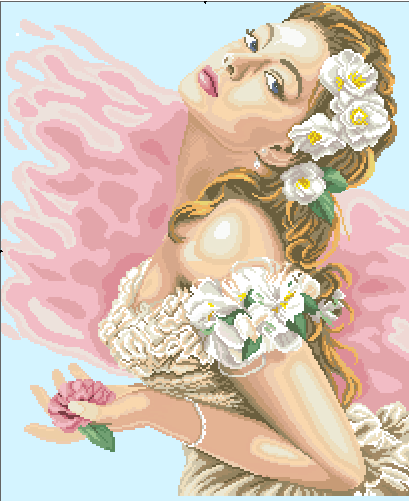 Girl Camellia Cross Stitch Pattern (PDF + XSD)
