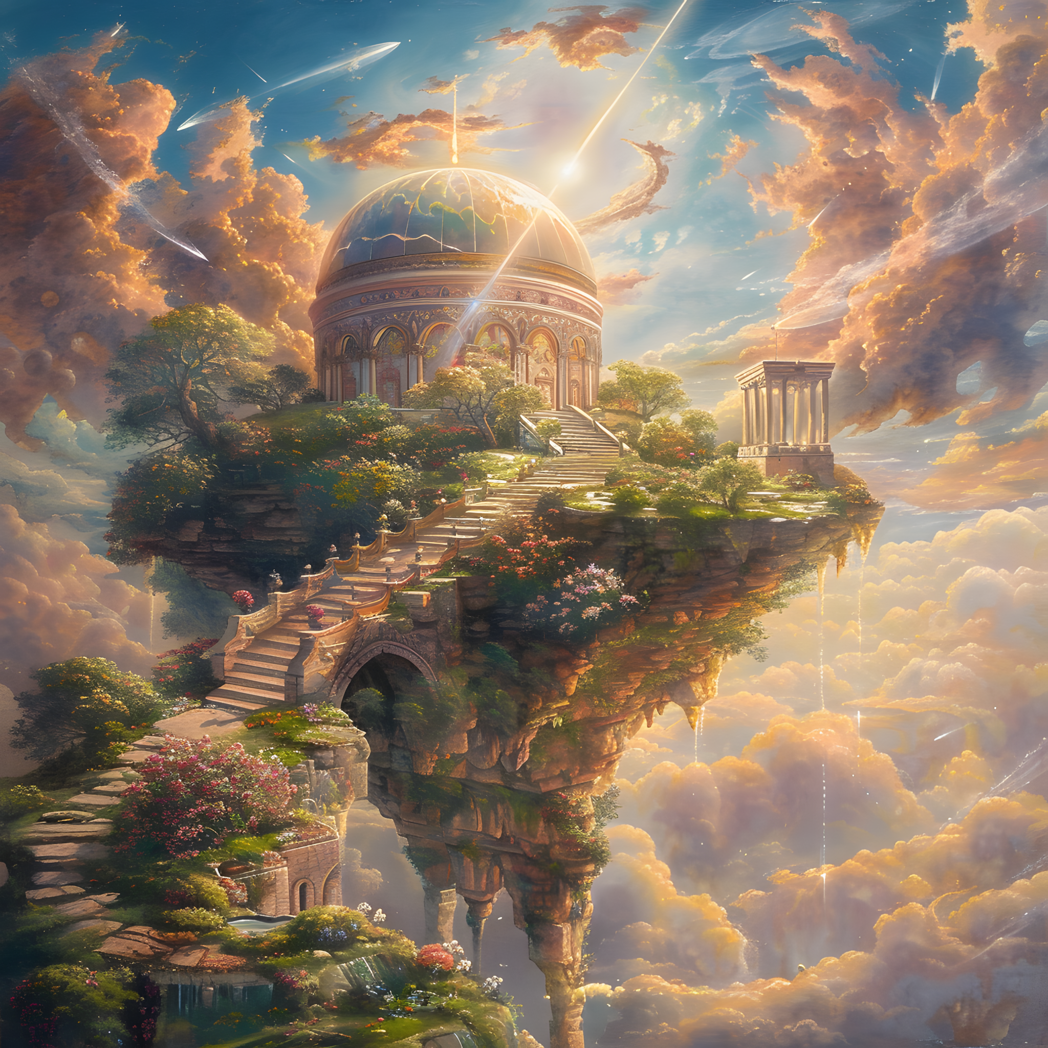 Stairway to the Ethereal Temple — Fantasy Sky Landscape Cross Stitch Pattern (PDF + XSD)
