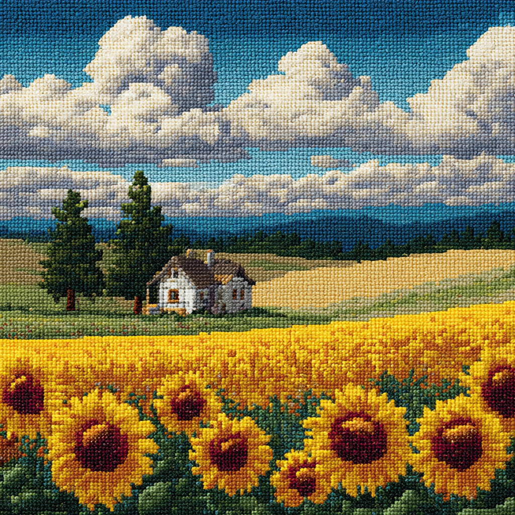Sun-Drenched Sunflower Fields  Cross Stitch Pattern (PDF + XSD)