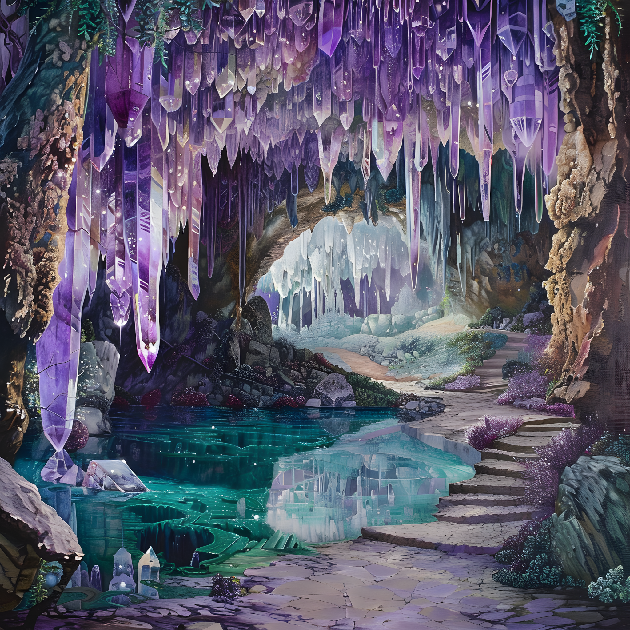 Amethyst Grotto Glow — Mystical Cave Cross Stitch Pattern (PDF + XSD)