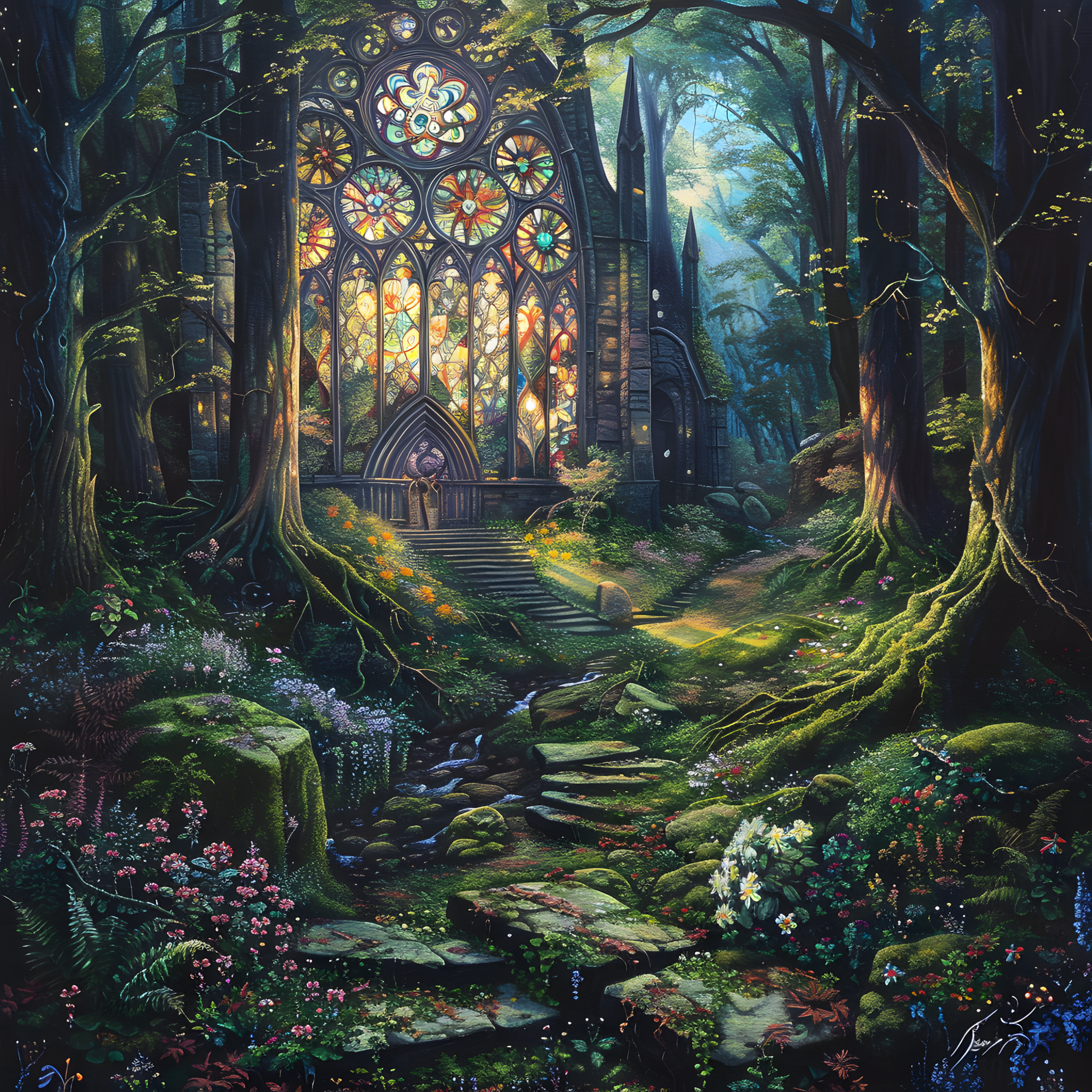 Eternal Glow — Mystical Woodland Chapel Cross Stitch Pattern (PDF + XSD)