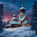 Snowy Twilight Church Cross Stitch Pattern (PDF + XSD)