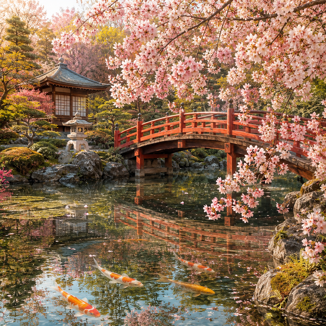 Around the world. Sakura over the pond Cross Stitch Pattern (PDF + XSD) - Cross Stitch Pattern - LOSKUTOK