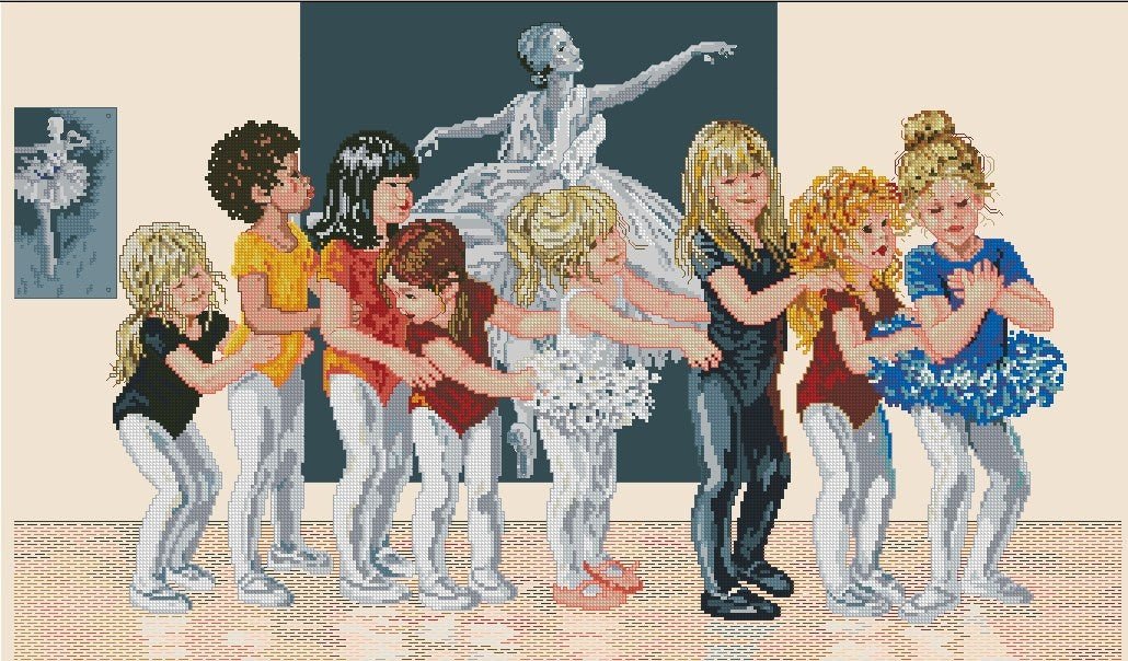 Ballerinas Cross Stitch Pattern (PDF + XSD) - Cross Stitch Pattern - LOSKUTOK
