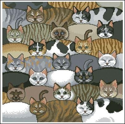 Cats Cross Stitch Pattern (PDF + XSD) - Cross Stitch Pattern - LOSKUTOK
