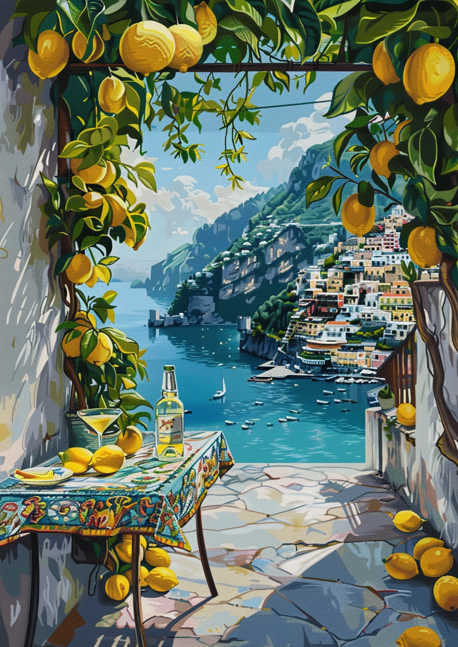 Cozy cafes of the world. Amalfi Coast Cross Stitch Pattern (PDF + XSD) - Cross Stitch Pattern - LOSKUTOK