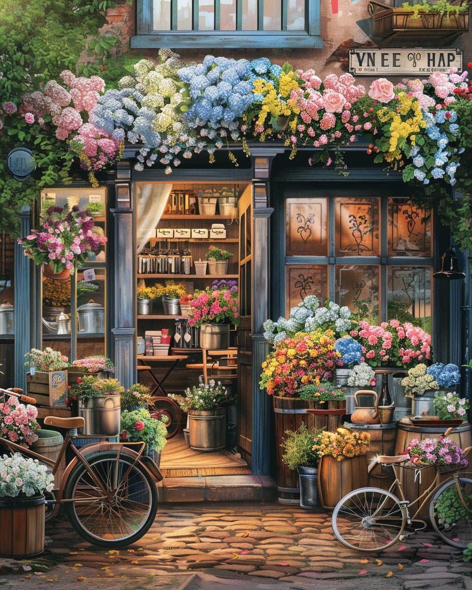 Cozy coffee shops of the world. Flower shop Cross Stitch Pattern (PDF + XSD) - Cross Stitch Pattern - LOSKUTOK