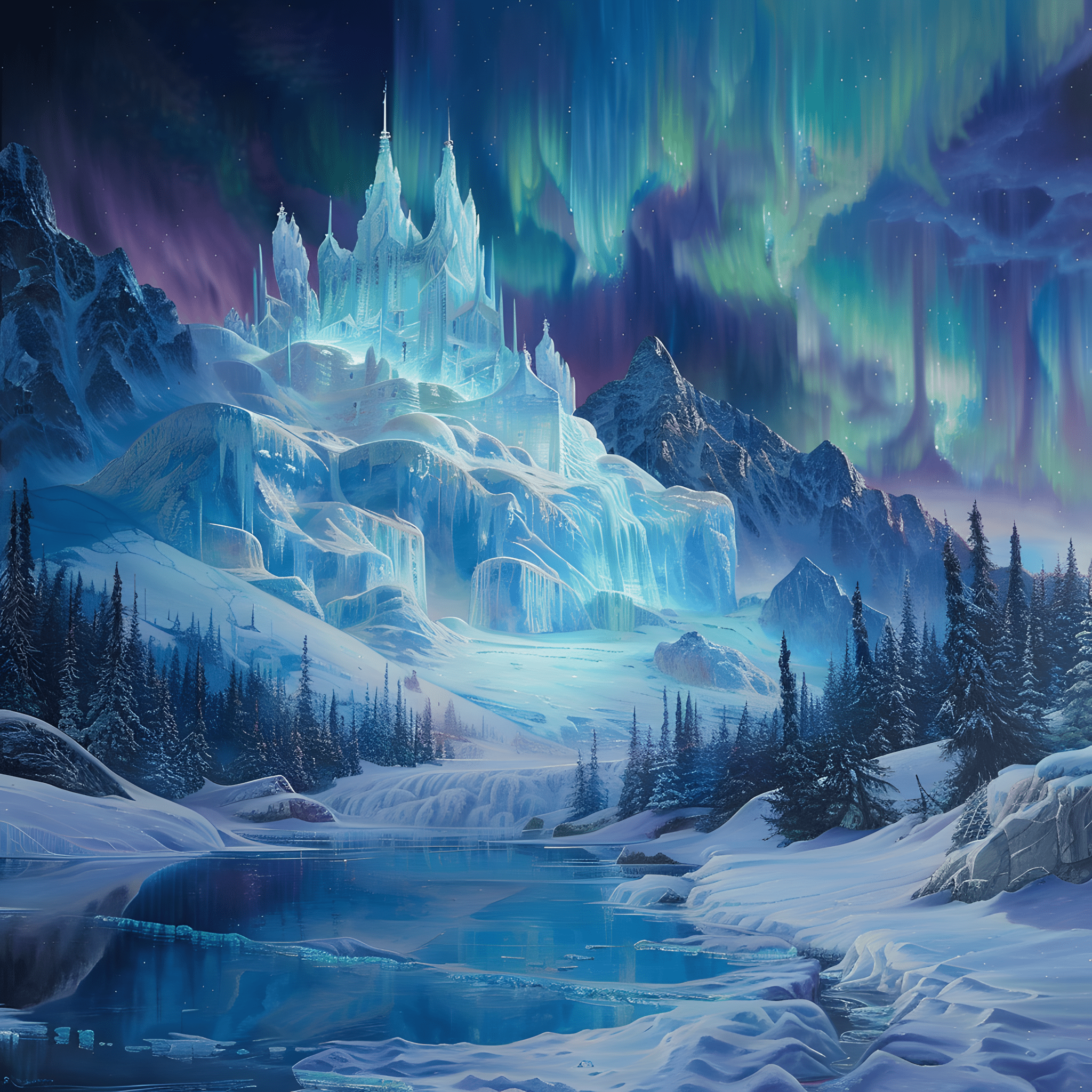 Crystal Castle in the Sky — Mystical Winter Landscape Cross Stitch Pattern (PDF + XSD) - Cross Stitch Pattern - LOSKUTOK