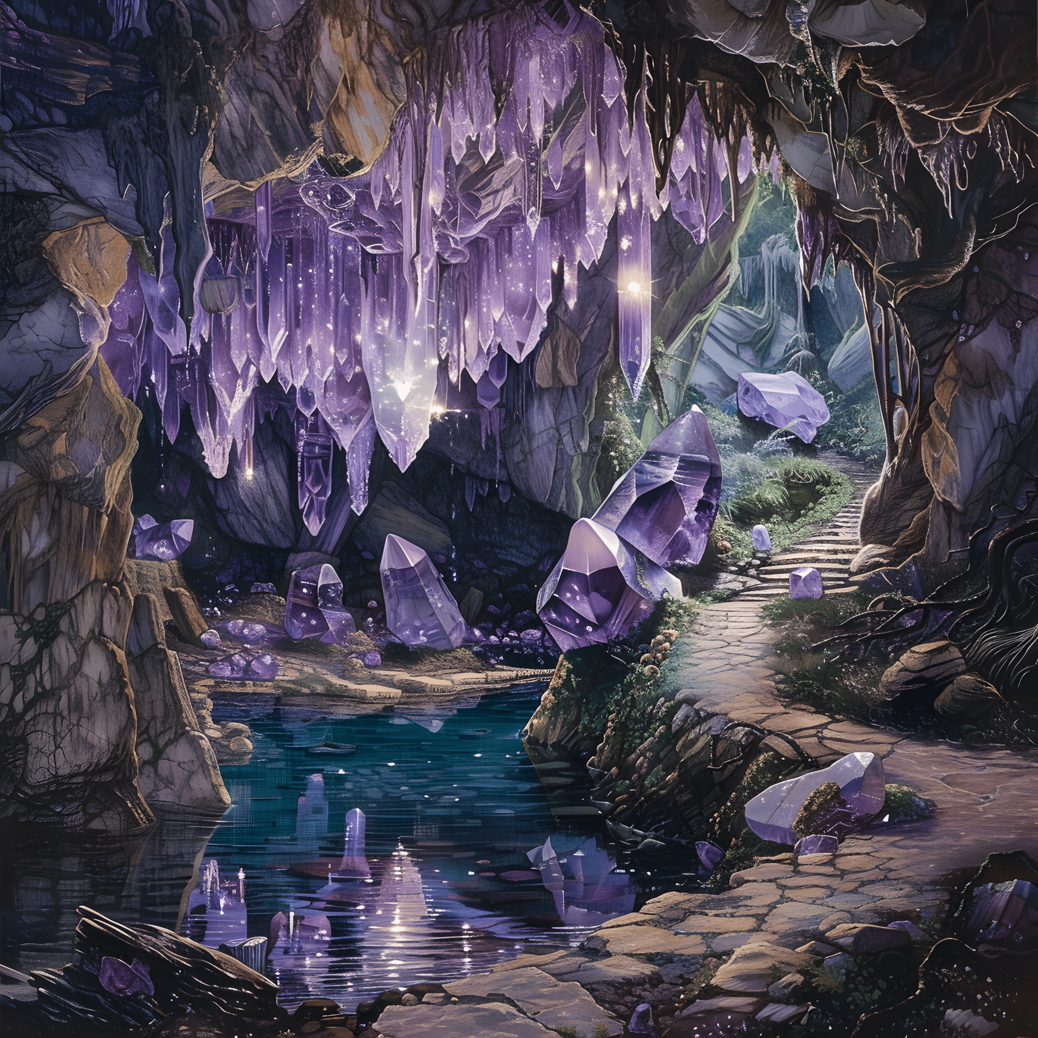 Crystal Symphony — Underground Lake Cross Stitch Pattern (PDF + XSD) - Cross Stitch Pattern - LOSKUTOK